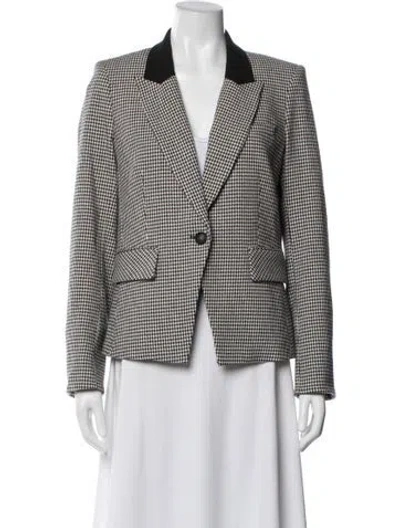 Pre-owned Veronica Beard Houndstooth Print Blazer In Black