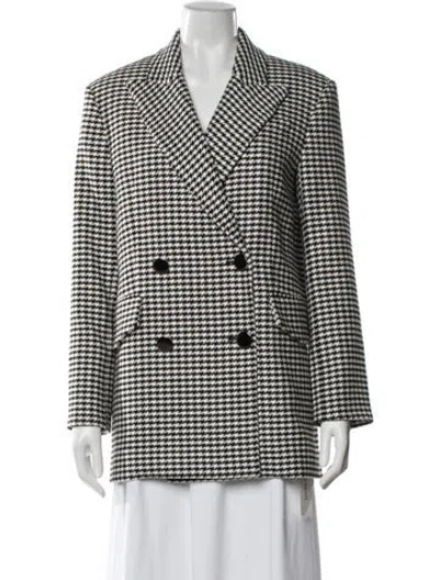 Pre-owned Veronica Beard Houndstooth Print Blazer In Black
