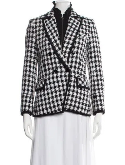 Pre-owned Veronica Beard Houndstooth Print Blazer In Black