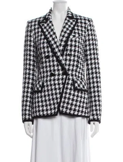 Pre-owned Veronica Beard Houndstooth Print Blazer In Black