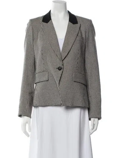 Pre-owned Veronica Beard Houndstooth Print Blazer In Black/white
