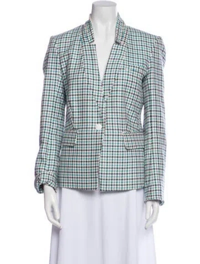 Pre-owned Veronica Beard Houndstooth Print Blazer In Blue