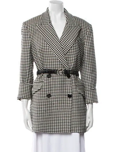 Pre-owned Veronica Beard Houndstooth Print Blazer In Blue