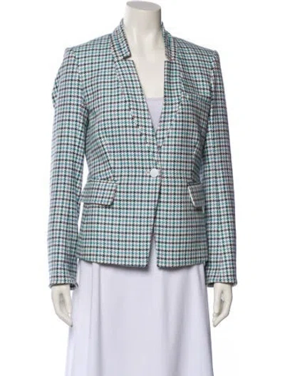 Pre-owned Veronica Beard Houndstooth Print Blazer In Blue