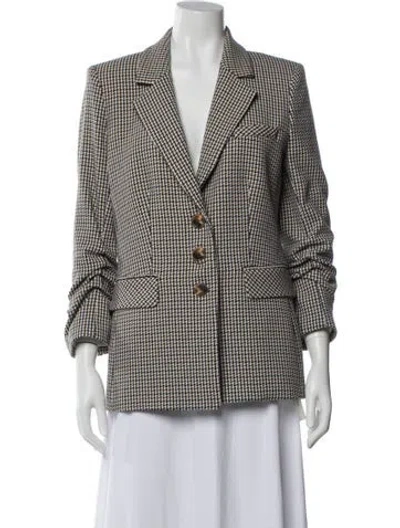 Pre-owned Veronica Beard Houndstooth Print Blazer In Brown