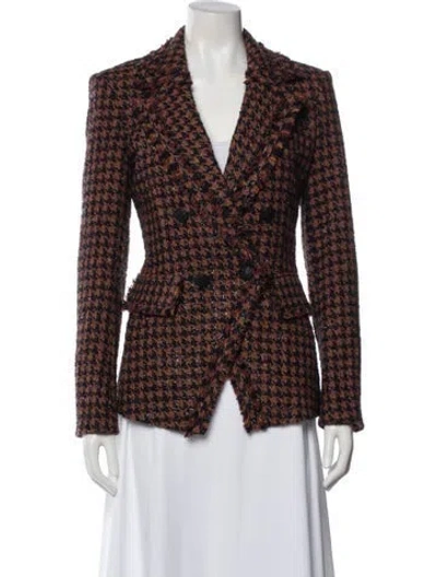Pre-owned Veronica Beard Houndstooth Print Blazer In Brown