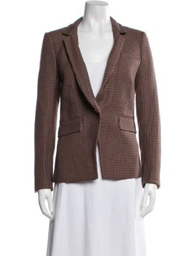 Pre-owned Veronica Beard Houndstooth Print Blazer In Brown