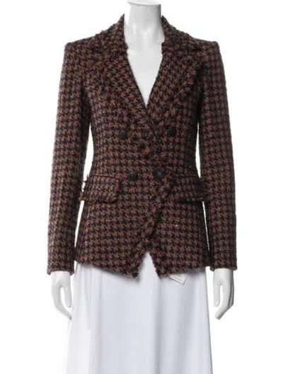 Pre-owned Veronica Beard Houndstooth Print Blazer In Brown