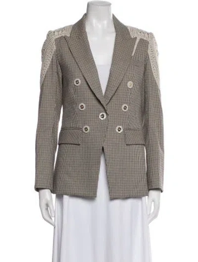 Pre-owned Veronica Beard Houndstooth Print Blazer In Brown