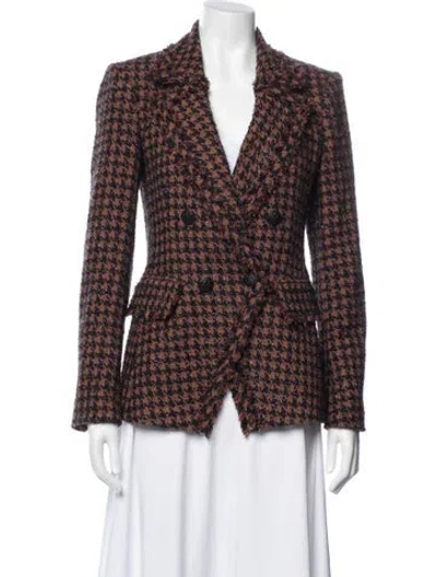 Pre-owned Veronica Beard Houndstooth Print Blazer In Brown