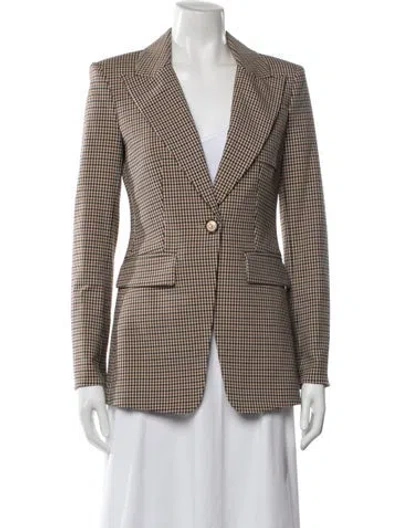Pre-owned Veronica Beard Houndstooth Print Blazer In Brown