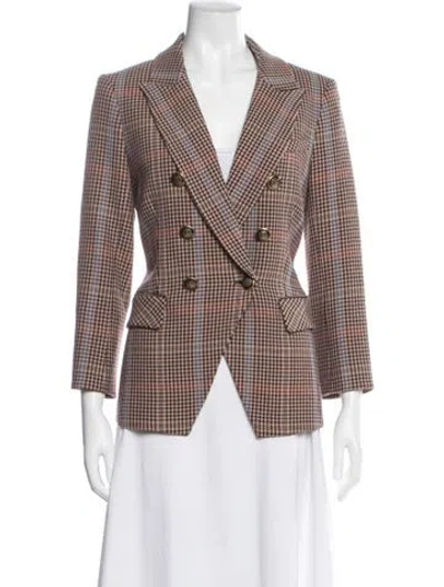 Pre-owned Veronica Beard Houndstooth Print Blazer In Brown