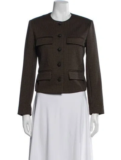 Pre-owned Veronica Beard Houndstooth Print Blazer In Brown