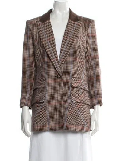 Pre-owned Veronica Beard Houndstooth Print Blazer In Brown
