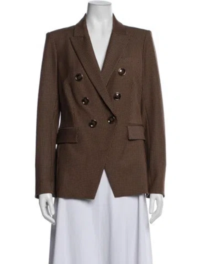 Pre-owned Veronica Beard Houndstooth Print Blazer In Brown
