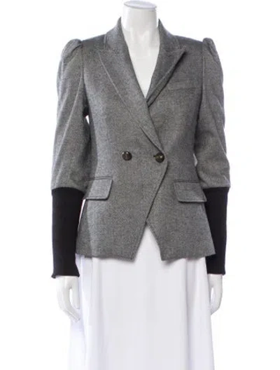 Pre-owned Veronica Beard Houndstooth Print Blazer In Gray