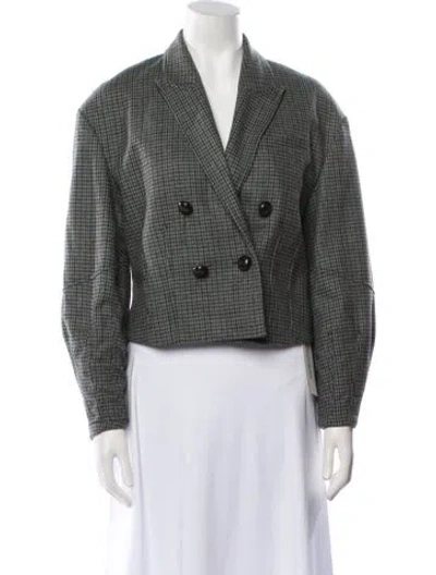 Pre-owned Veronica Beard Houndstooth Print Blazer In Gray