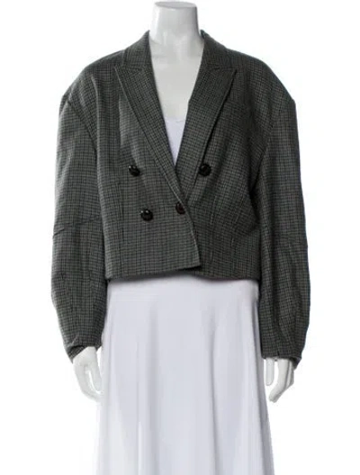 Pre-owned Veronica Beard Houndstooth Print Blazer In Gray