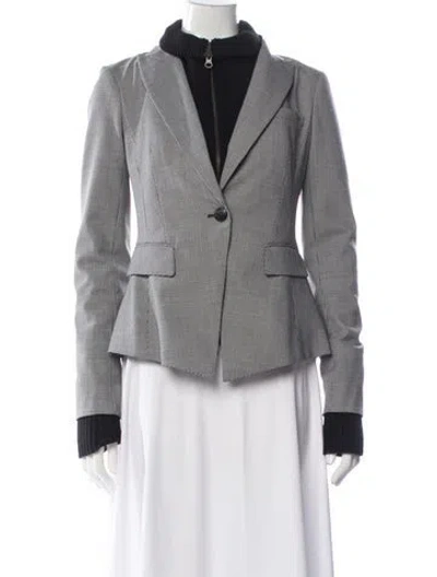 Pre-owned Veronica Beard Houndstooth Print Blazer In Gray