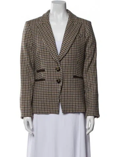 Pre-owned Veronica Beard Houndstooth Print Blazer In Neutral