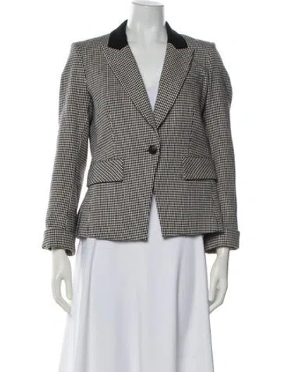 Pre-owned Veronica Beard Houndstooth Print Blazer In Neutral