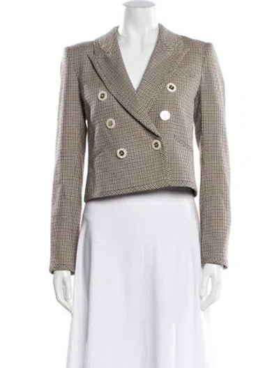 Pre-owned Veronica Beard Houndstooth Print Blazer In Neutral