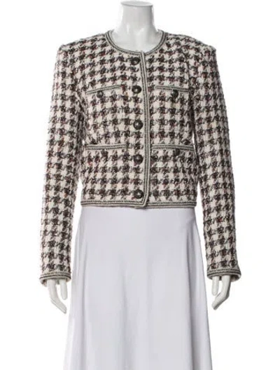Pre-owned Veronica Beard Houndstooth Print Blazer In Neutral