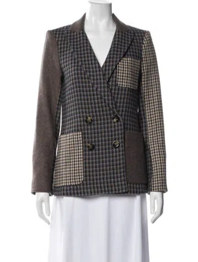 Pre-owned Veronica Beard Houndstooth Print Blazer In Neutral