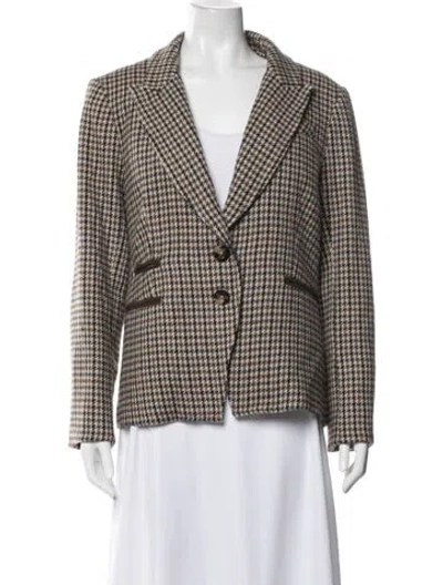 Pre-owned Veronica Beard Houndstooth Print Blazer In Neutral