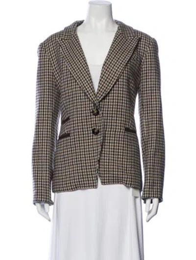 Pre-owned Veronica Beard Houndstooth Print Blazer In Neutral
