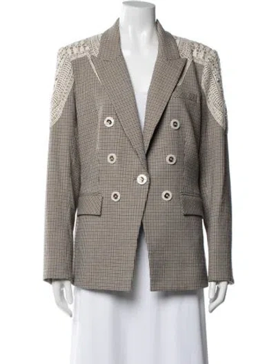 Pre-owned Veronica Beard Houndstooth Print Blazer In Neutral