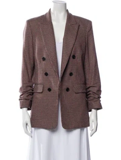 Pre-owned Veronica Beard Houndstooth Print Blazer In Red
