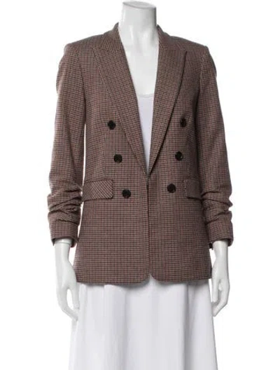 Pre-owned Veronica Beard Houndstooth Print Blazer In Red