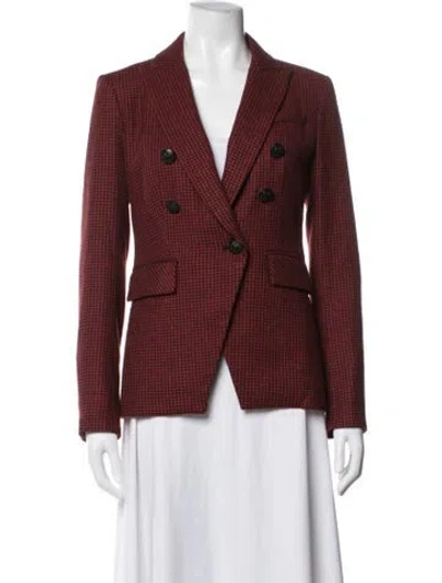 Pre-owned Veronica Beard Houndstooth Print Blazer In Red