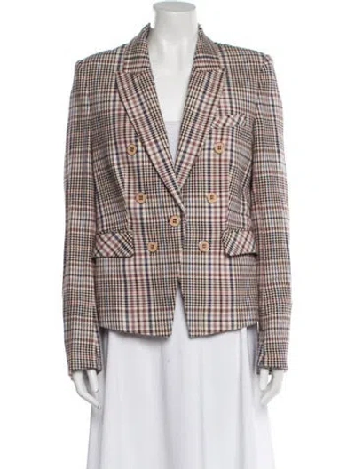 Pre-owned Veronica Beard Houndstooth Print Blazer In White