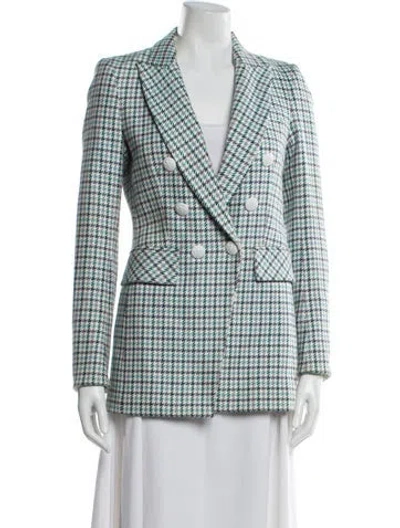 Pre-owned Veronica Beard Houndstooth Print Blazer In White