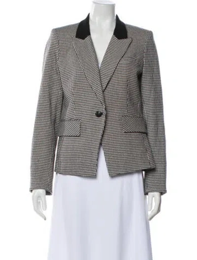 Pre-owned Veronica Beard Houndstooth Print Blazer In White