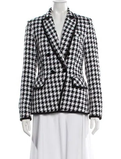 Pre-owned Veronica Beard Houndstooth Print Blazer In White