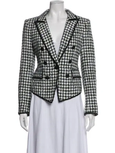 Pre-owned Veronica Beard Houndstooth Print Blazer In White