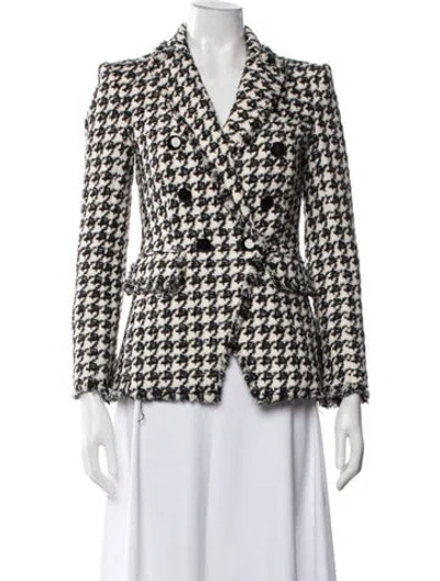 Pre-owned Veronica Beard Houndstooth Print Blazer In White