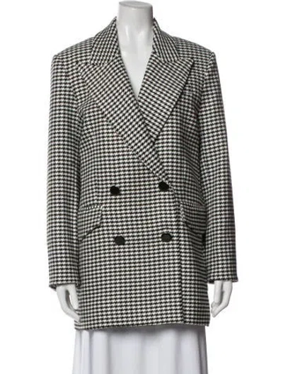 Pre-owned Veronica Beard Houndstooth Print Coat In Black/white