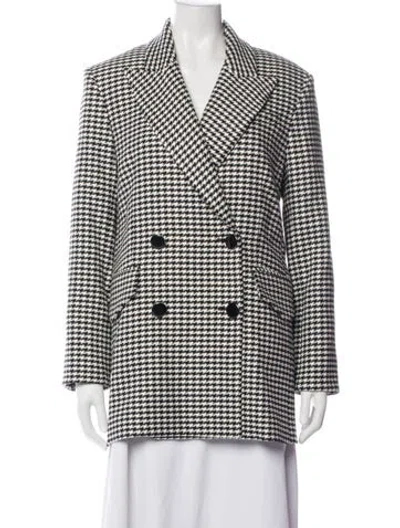 Pre-owned Veronica Beard Houndstooth Print Coat In Blue