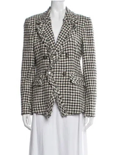 Pre-owned Veronica Beard Houndstooth Print Coat In White
