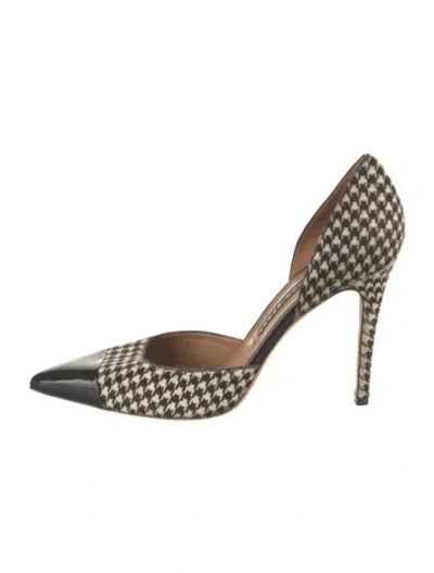 Pre-owned Veronica Beard Houndstooth Print D'orsay Pumps In Black