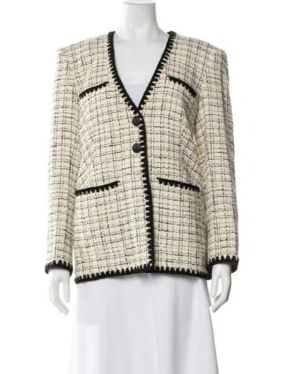Pre-owned Veronica Beard Houndstooth Print Evening Jacket In Neutral