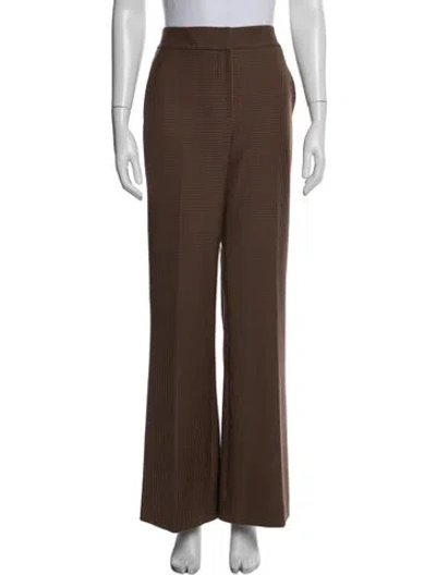 Pre-owned Veronica Beard Houndstooth Print Flared Pants In Brown