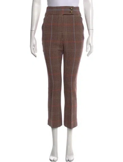 Pre-owned Veronica Beard Houndstooth Print Flared Pants In Brown