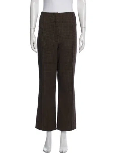 Pre-owned Veronica Beard Houndstooth Print Flared Pants W/ Tags In Brown