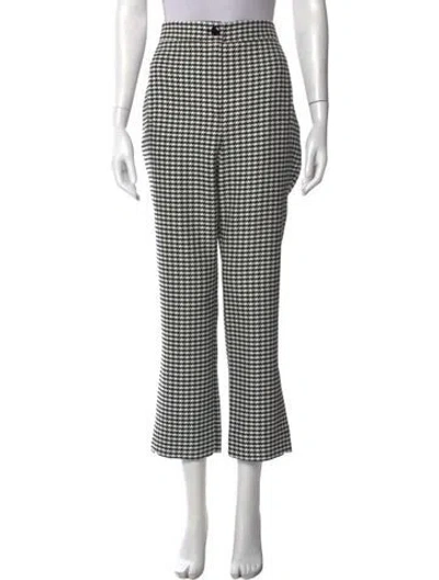 Pre-owned Veronica Beard Houndstooth Print Flared Pants In White
