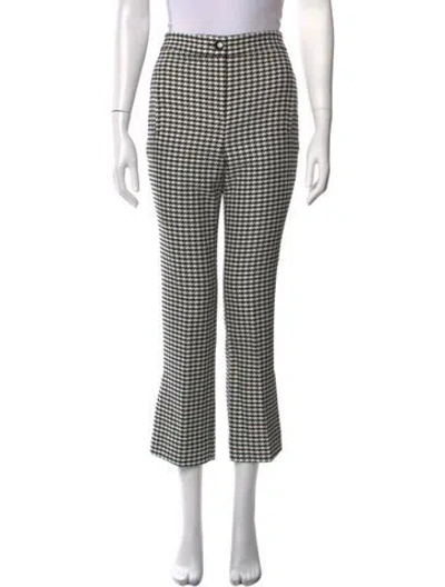Pre-owned Veronica Beard Houndstooth Print Flared Pants In White
